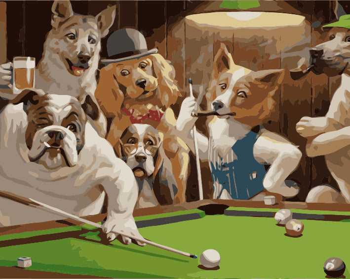 Dogs Playing Pool by Cassius M Coolidge